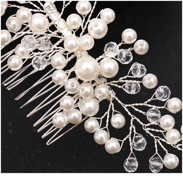 

bridal hair combs ornaments crystal hairwear wedding hair accessories silver color women pearl headpiece headdress de qylpfg