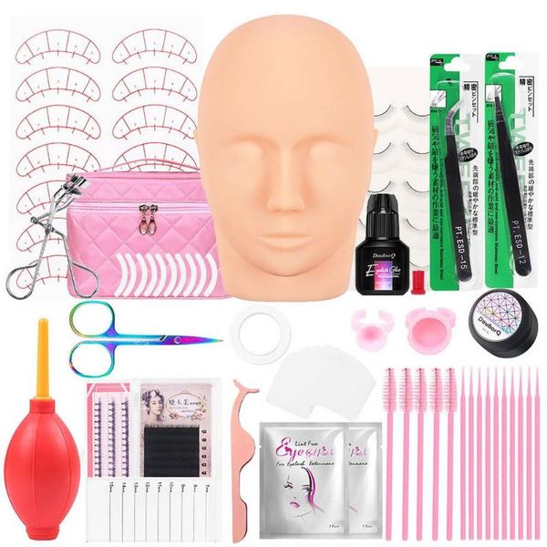 

eyebrow tools & stencils false eyelash extension training kit exercise practice mannequin head set grafting for beginner