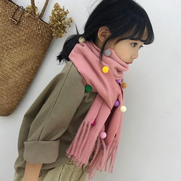 

scarves & wraps cute imitation cashmere scarf children winter warm knitted skin-friendly tassel soft shawl girl's long scaf, Red;brown