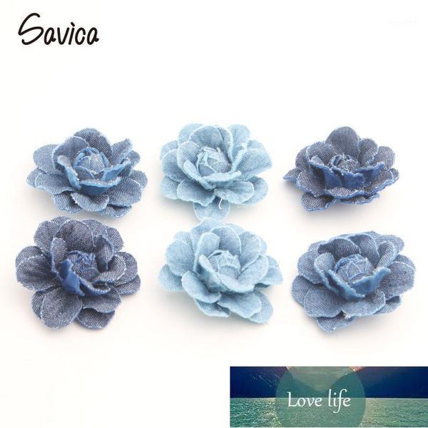 Savica 8 pz 5.5 cm Tessuto Denim Fiori Artificiali Per Indumento Copricapo Decor FAI DA TE Scrapbook Artigianato Flores Accessori LX0071