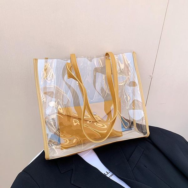 

evening bags large capacity fashion one-shoulder tote bag 2021 style korean transparent jelly