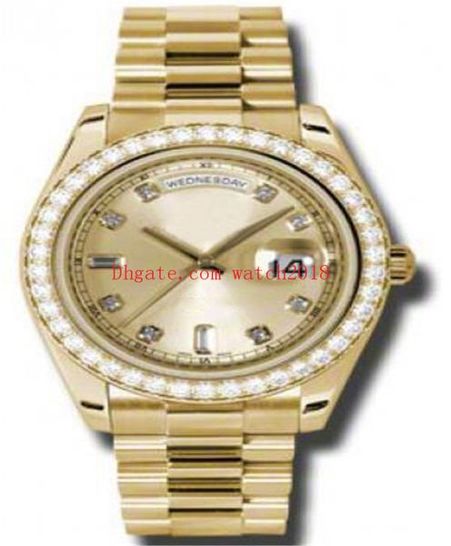 

original box luxury men's wristwatches mechanical automatic 41mm 218349 diamond bezel gold dial stainless steel braelet fashion watches, Slivery;brown