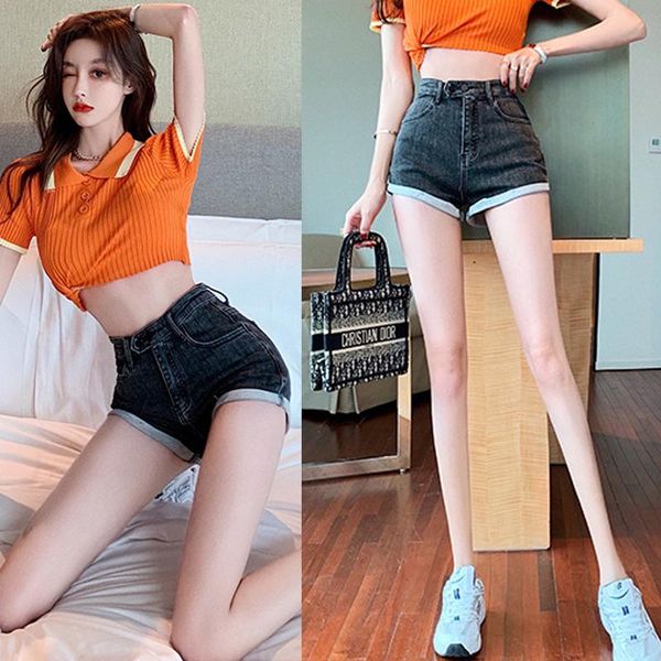 

women's jeans 2021 summer short style thin wide-leg a-line pants korean trend high-waist denim shorts women loose, Blue