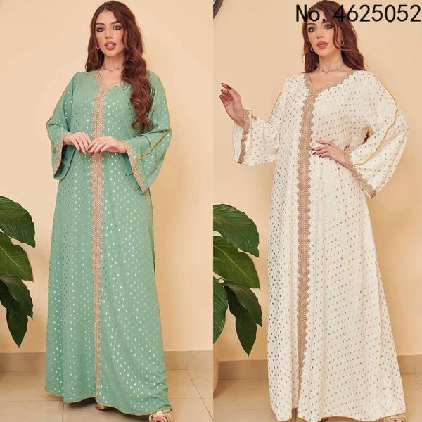

ethnic clothing 2021 autumn muslim women long sleeve v-neck green white abaya dress, Red