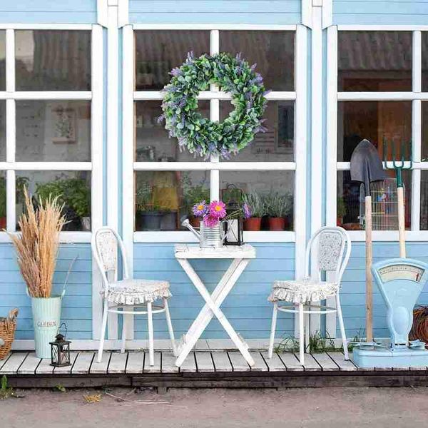 

artificial wreath, door wreath lavender spring wreath round for the front door, home decor