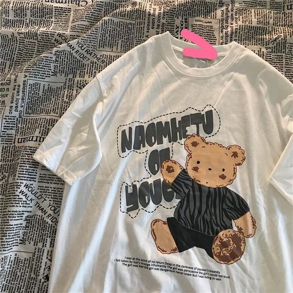 

women's t-shirt women streetwear loose summer t shirt harajuku punk short sleeves cute cartoon t-shirts tee hip hop tshirt, White