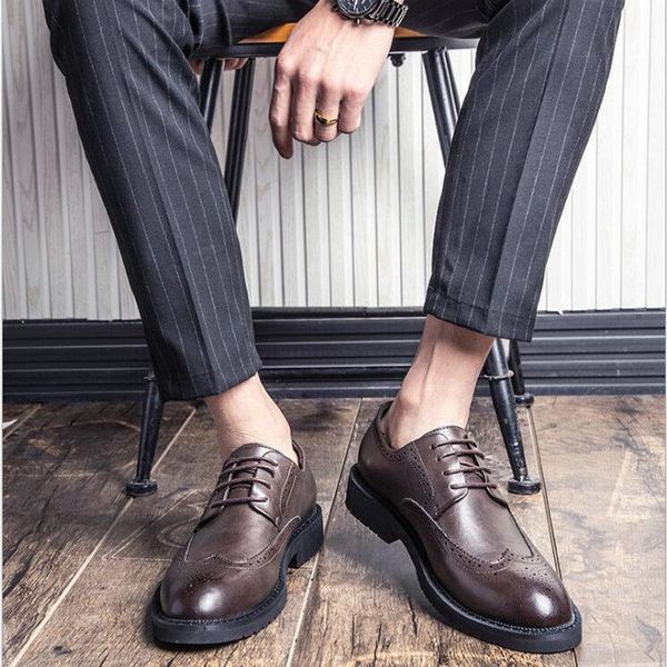 

dress shoes 2021 luxury fashion brand men leather brogue mens flats casual british style oxfords big size fgb78, Black