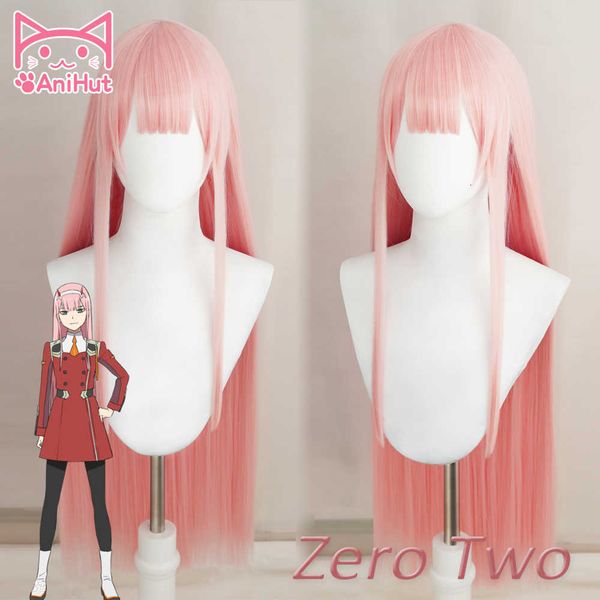 

anihut02 zero two cosplay wig anime darling in the franxx cosplay wig pink synthetic hair 02 darling in the franxx hair women cx200817, Black