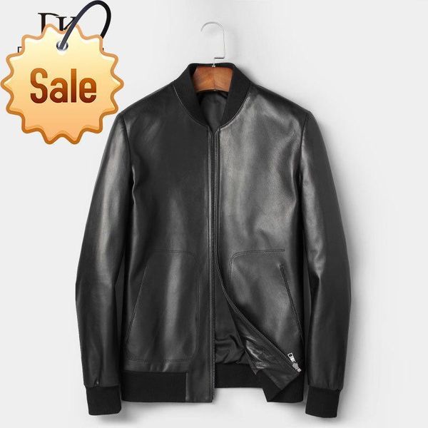 

genuine leather men jackets autumn male sheepskin coat short designer brand black casual jacket cy250 men's & faux