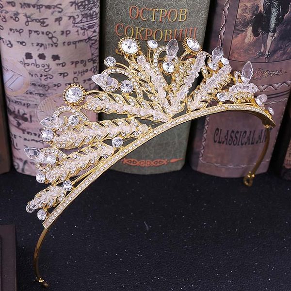 

hair clips & barrettes shining rhinestone beaded tiaras and crowns crystal headbands for women girls bride wedding jewelry accessories headp, Golden;silver