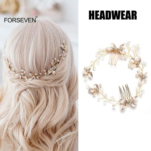 

hair clips & barrettes golden leaf hairpin headdress comb back accessories bridal wedding decoration sl, Golden;silver