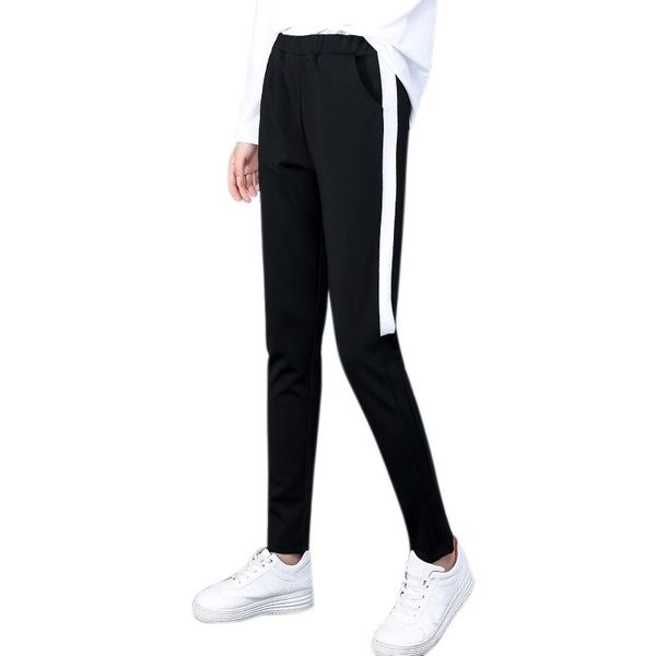 

women's jeans fashion side striped pants women loose pencil spring autumn casual sweatpants elastic waist trousers female, Blue