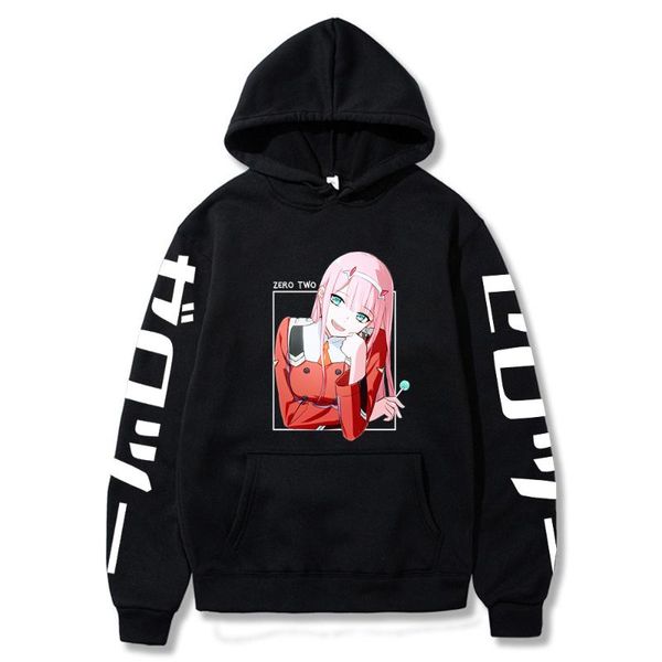 

men's hoodies & sweatshirts darling in the franxx zero tow woman man hoodie kawaii sweatshirt, Black
