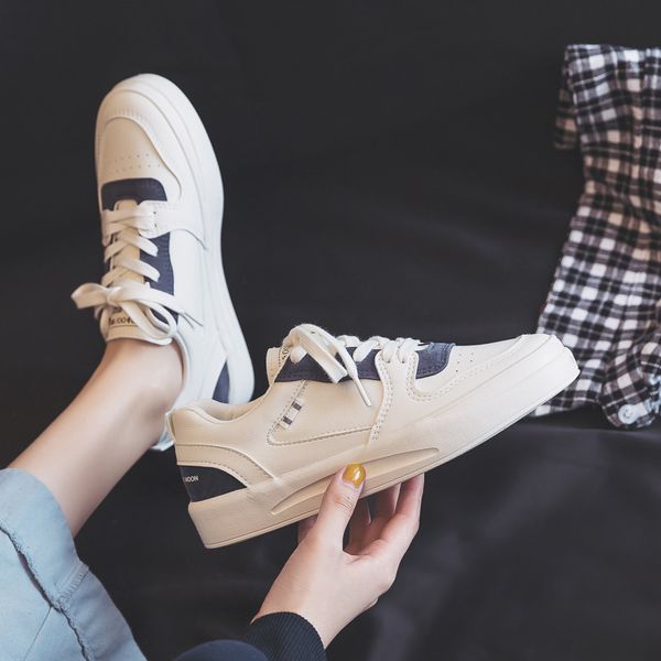 

2021 spring fashion shoes woman new fashion casual platform pu leather women casual lace-up white quality shoes women sneakers