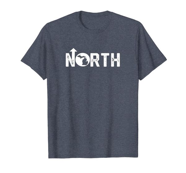 

vintage up north michigan distressed text state map t-shirt, White;black