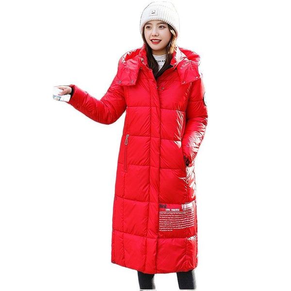 

women's down & parkas shiny winter jacket women 2021 fashion long black coat thick hooded parka woman printing color spelling cotton