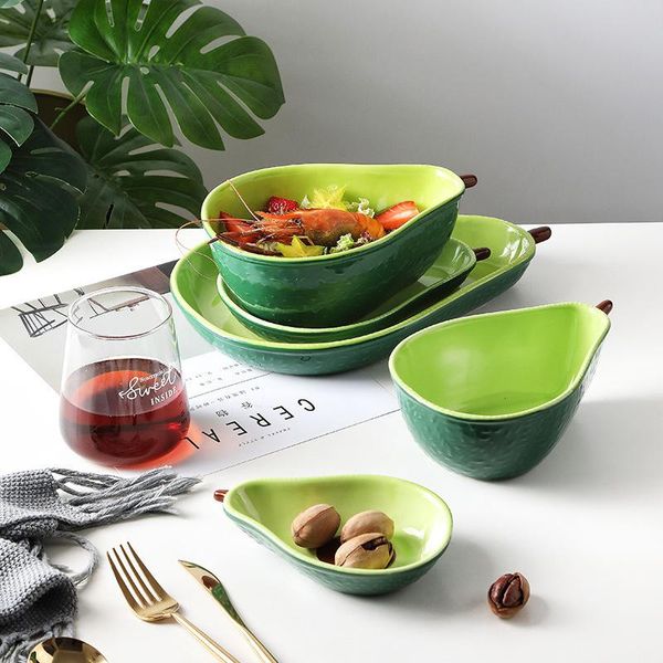 

dishes & plates creative ceramic avocado bowl household fruit salad plate tableware cartoon dinner