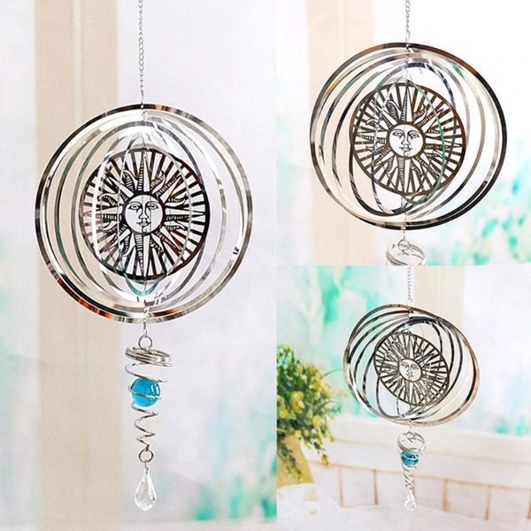 

decorative objects & figurines 3d metal folding rotating wind chime with spiral ball indoor decoration pendant