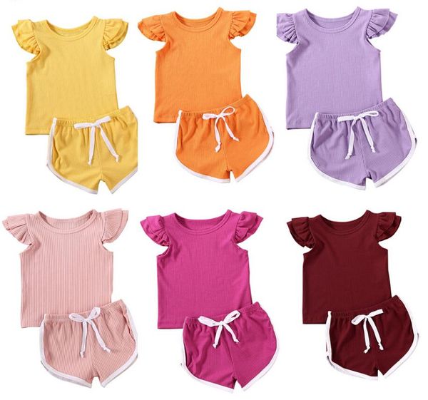 

baby & children's 1-5years summer toddler kids outfits 2pcs shirt short pants baby girl clothes set, White