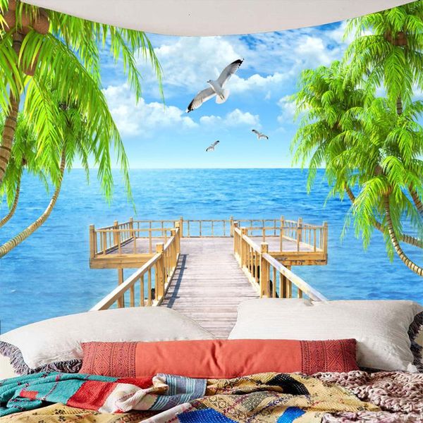 

tapestries modern indoor outdoor wall decor 3d hanging tapestry beach towel seascape series