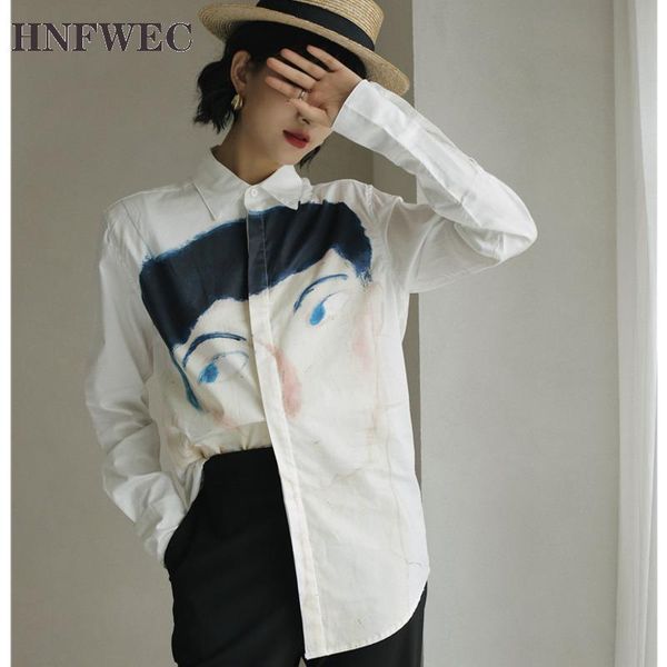 

white designer big print long sleeve shirt women and blouse button up collar fashion shirt 2021 women fashion p874