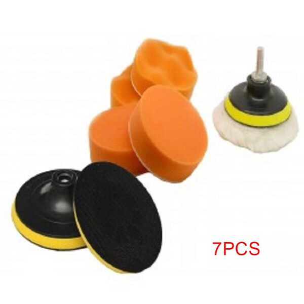 

sanders 7pcs 3\" polishing sponge pad 1/4\" drill adapter kit car auto polisher buffer for electric waffle