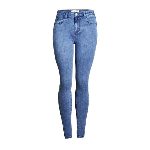 

women's jeans fashion european and american slim slimming feet metal decorative trousers women, Blue