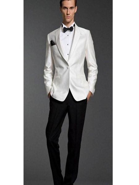 

men's suits & blazers custom made satin white shawl lapel groom tuxedo/wedding for men one button ( jacket+pants), White;black