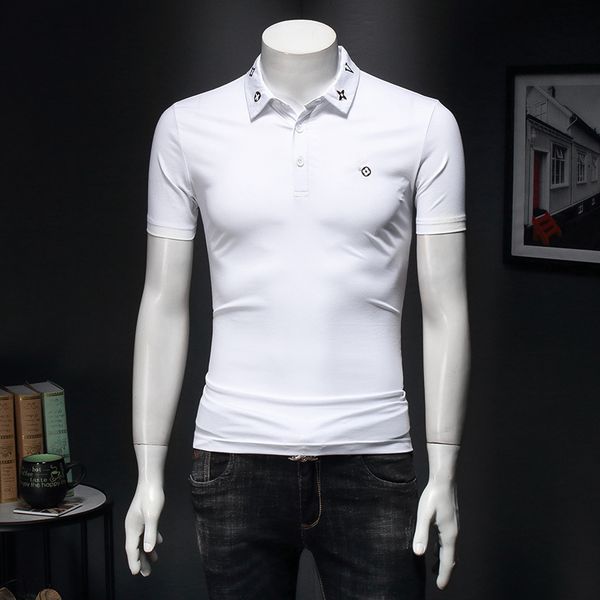 

2021 summer new arrivals men's mercerized cotton polo shirts embroidery short sleeve shirt 5xl e170 9x95, White;black