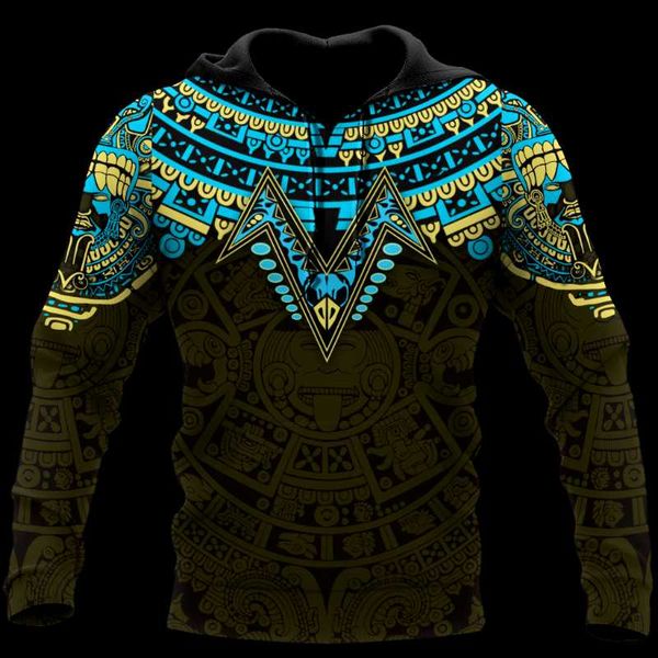 

aztec mexico 3d printed hoodie man women harajuku outwear zipper pullover sweatshirt casual jacket tracksuit k-189, Black