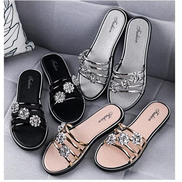 

sandals women's 2021 brand women slipper summer outdoor sandal slip on flip flop elegant slides, Black