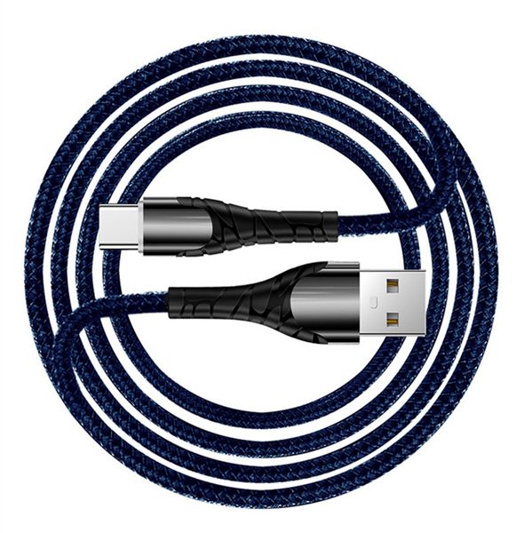 

braided data cable suitable for android type-c data cable zinc alloy with lamp glowing charging cable 1m