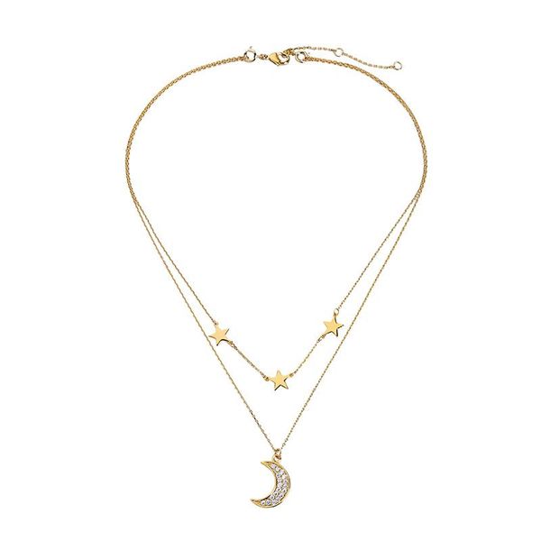 

pendant necklaces bohemia ethnic gold color moon star for women charm multilayer clavicle choker minimalist jewelry accessories, Silver