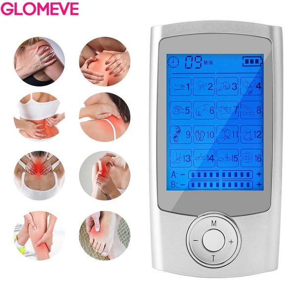 

muscle stimulator tens unit 16 modes dual output ems body pain relief massage electric electronic pulse physiotherapy massager