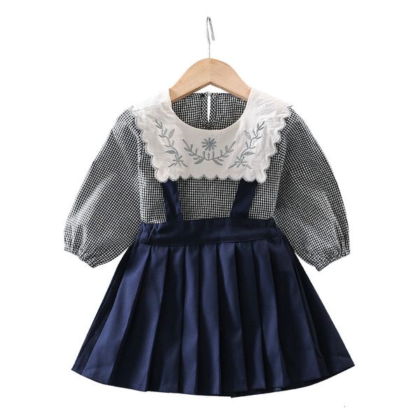 

2021 new spring clothes girl set chess belt child suit skirt 2 3 4 t baby birthday sets kg18, White