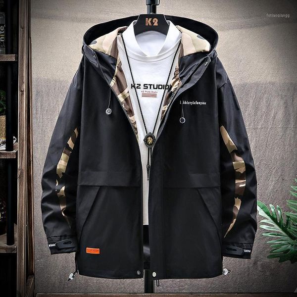 

men's jackets jacket man 2021 south korean trendy casual versatile camouflage hoodie cool top, Black;brown
