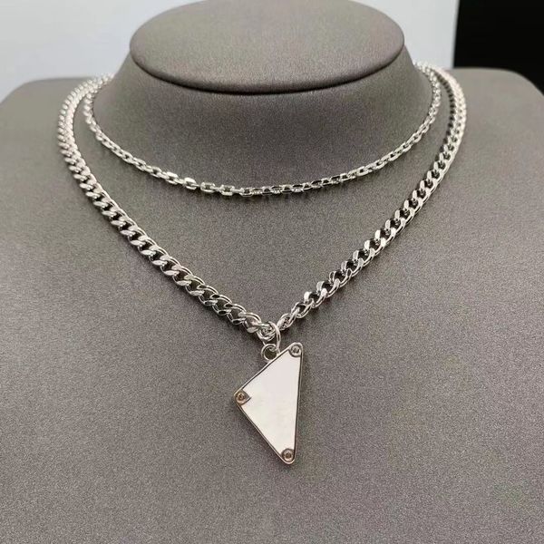 

mens designer necklace lovers pendant silver gold stainless steel chains never fade punk hip hop student christmas gift letter triangle wome