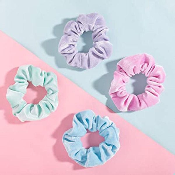 

new fashion special women or girls 12 pcs solid velvet elastic hair bands children's hair accessorie, Slivery;white