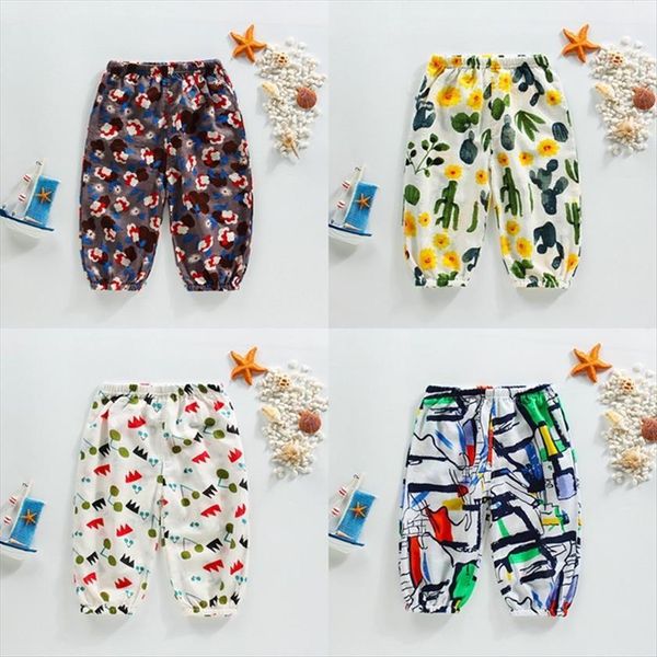 

baby air conditioning lantern pants childrens mosquito summer cotton clothing trousers for 80 130cm, Blue