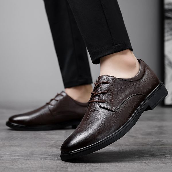 

dress shoes genuine leather oxfords men business office formal mens casual lace up oxford fashion wedding 45e1, Black