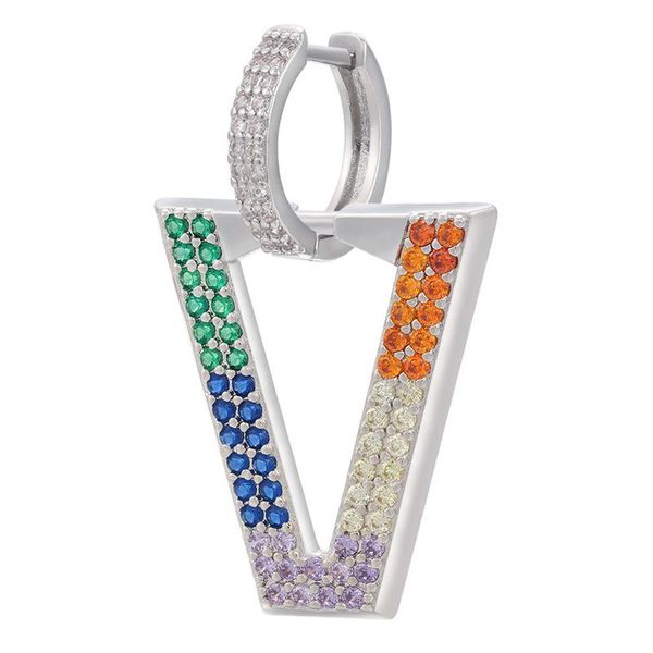 

stud europe and the united states v earrings colorful nabla v-shape, Golden;silver