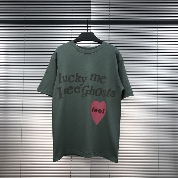 

2021 new lucky me i feel t-shirt men women kanye west kids see ghost camp flog tee vintage clothing wa57, White;black