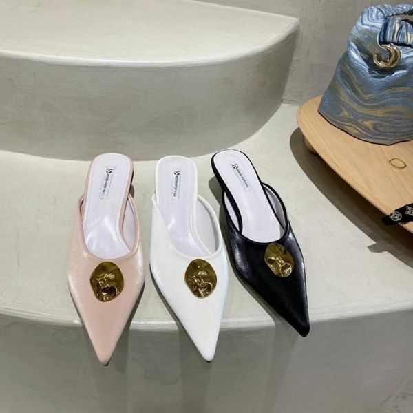

slippers flock women ladies pointed toe black/beige/white thin low heels shallow slip on mules shoes casual summer slides party