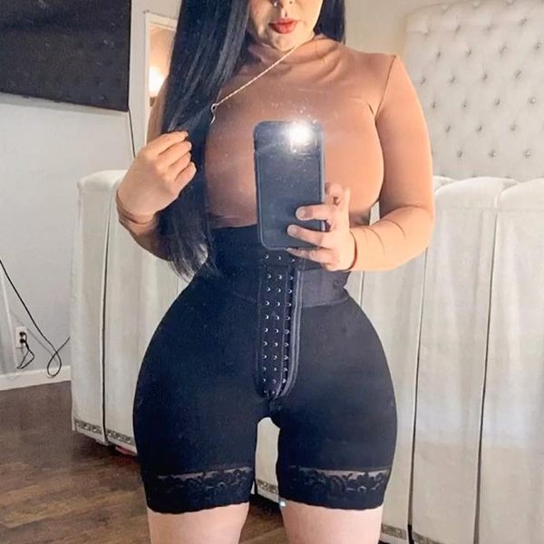 

women's shapers .waist trainer body shaper women shapewear high waist thigh trimmer lace panties with zipper double control modeling st, Black;white