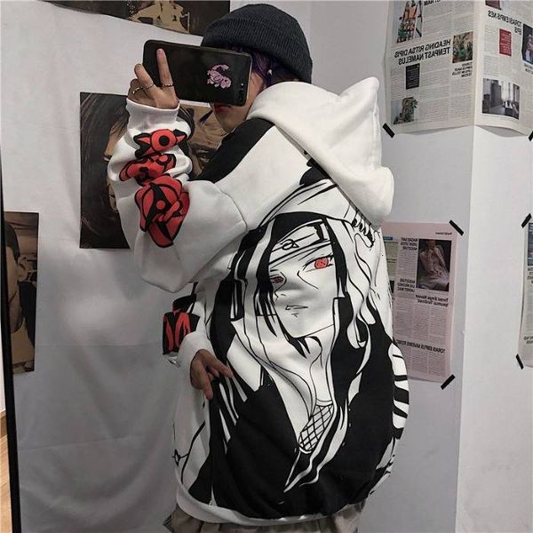 

2021 new inverno casais ins hoodies japons naruto casual novo estilo de moda streetwear moletom marca s hqzw, Black