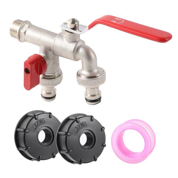 

watering equipments double tap ibc tank adapter s60x6 1/2" garden hose faucet water-tank replacement connector irrigation accessories