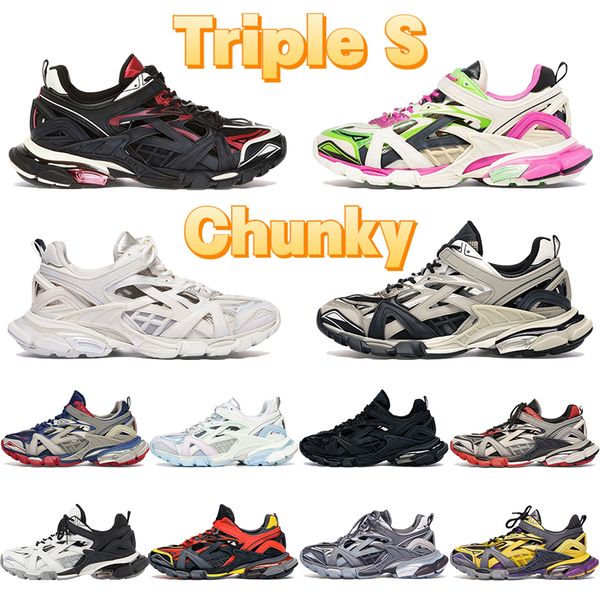 

triple s 4.0 chunky casual shoes platform dad sneakers height increase black burgundy multicolor fluo yellow beige men women trainers us 6-1