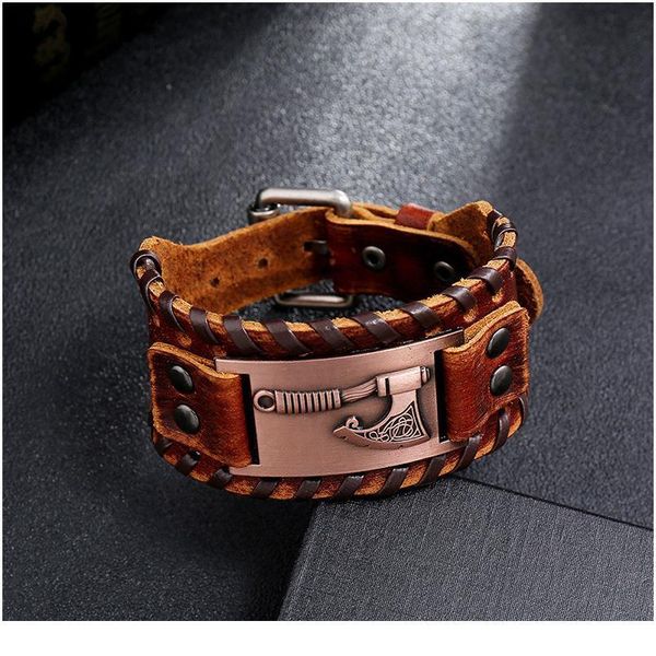 

eif dock viking wristband cuff braid leather bracelet amulet jewelry accessories celtics knot tailsman charm bracelet jllley