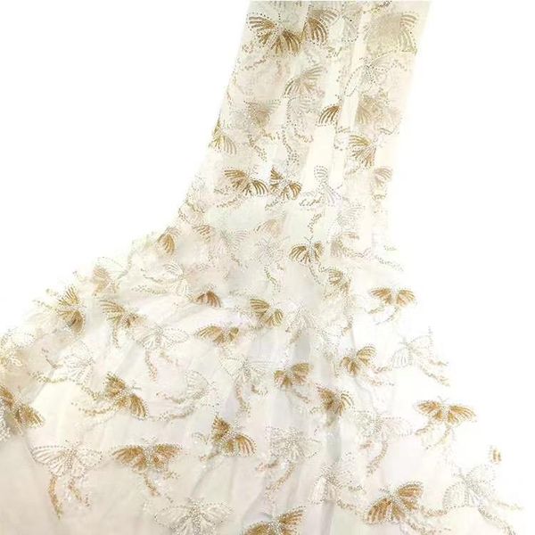 

ribbon 5yards/bag magic color sequins embroidery cute little butterfly design fabric used in children's wedding dress lf90#, Pink;blue