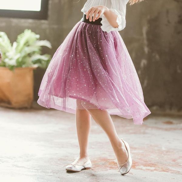 

skirts spring summer childre girl clothes fashion star patterns long tutu skirt kids dance tulle cotton pettiskirt with lining, Blue